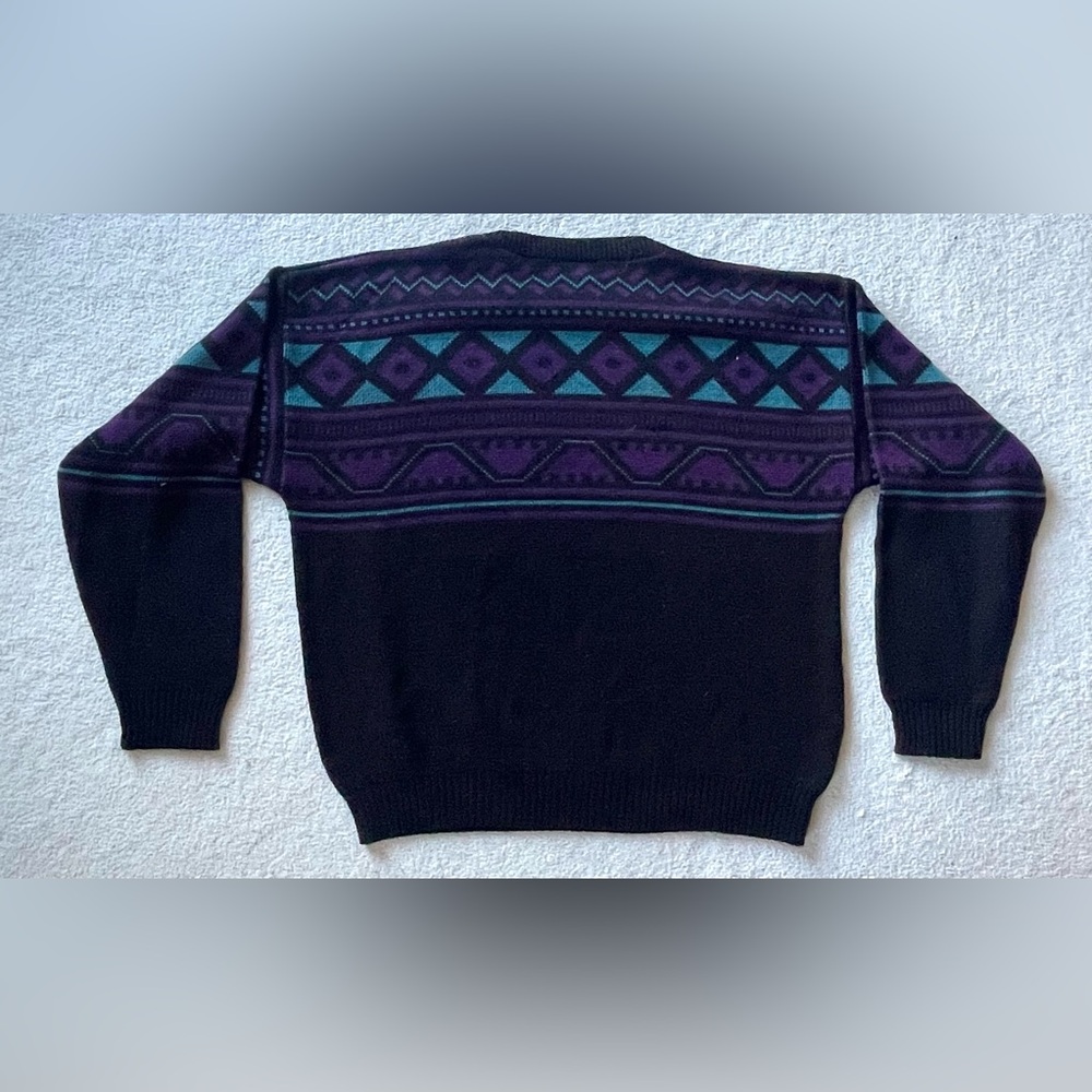 Vintage Black and Purple Geometric Crewneck Sweater - Picture 6 of 7